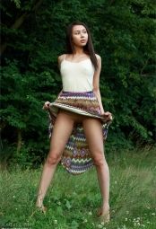 Naked Japanese Sakura in a meadow in classy mood #5